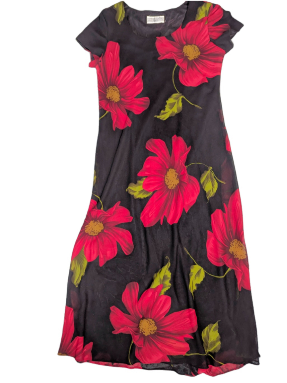 Vintage 90s Jessica Howard Floral Mesh Maxi Dress Medium